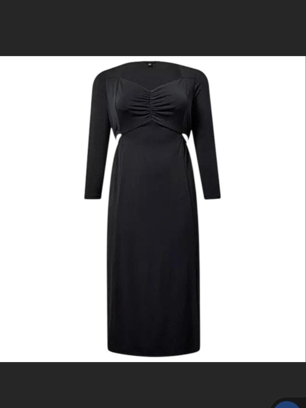 Torrid Black Long Sleeve Ruched Midi Dress